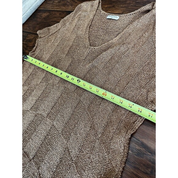 Georgina Estefania Dallas Knit Top Womens L Brown Rayon Fiber V Neck Made in USA - Picture 10 of 11